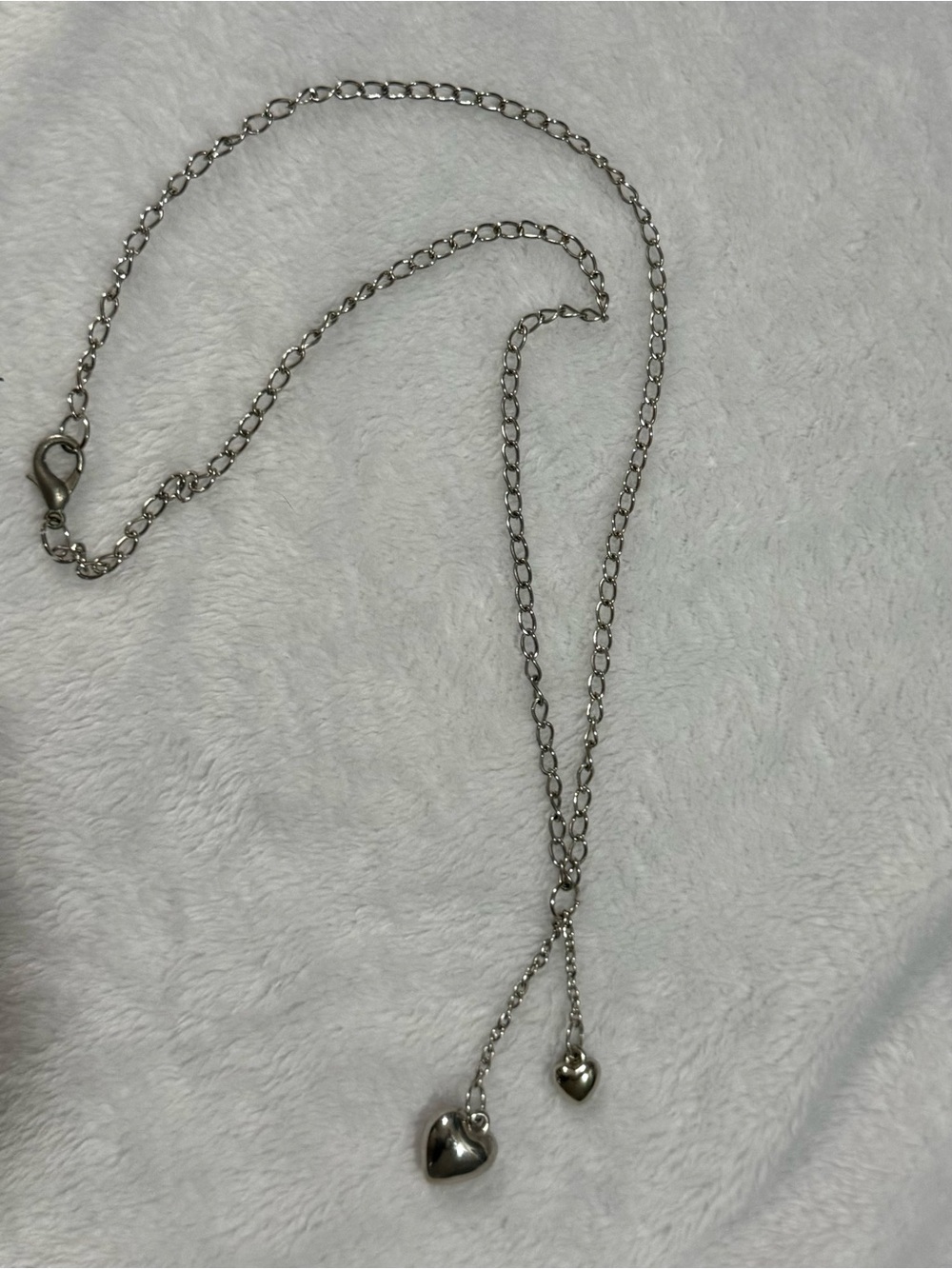 Silver Heart Drop Lariat Necklace - Women Jewelry